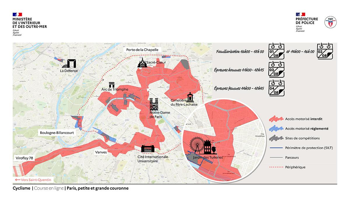 cartes des perturbations pendant les épreuves cyclistes